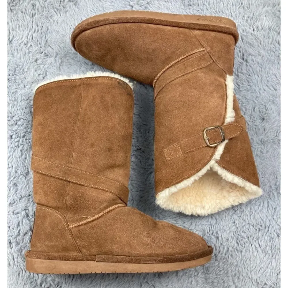 BearPaw Tatum tan suede wool sheepskin boots